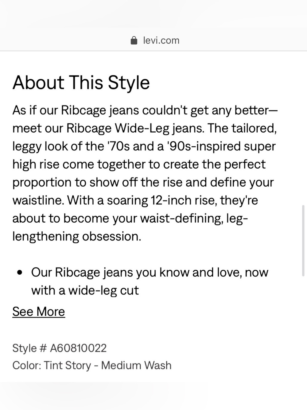 Levi's Ribcage wide leg women’s jeans - Picture 3 of 3